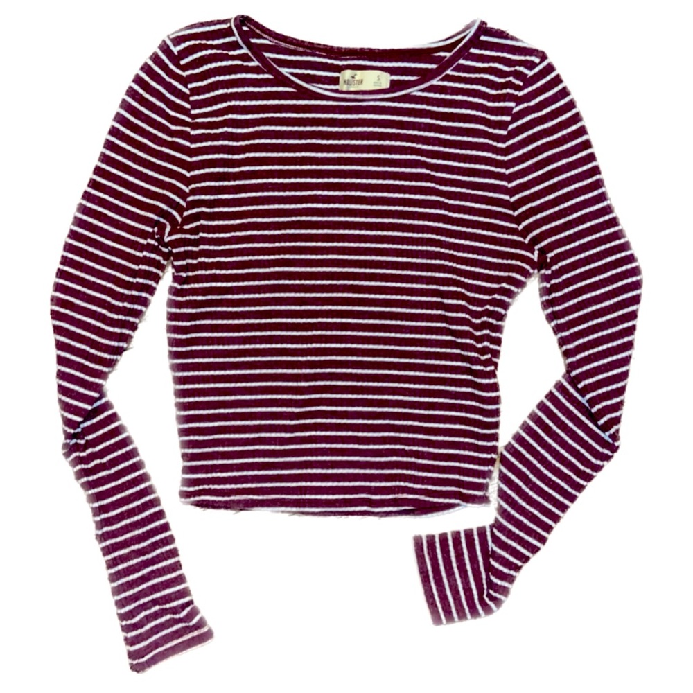 Striped Hollister Long Sleeve Crop Top S